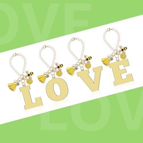 Bee Sunflower Initial Charms for Stanley Cup Keychain