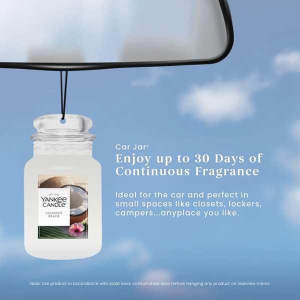 Yankee Candle Coconut Beach Paper Car Jar Air Freshener - 2 Pack