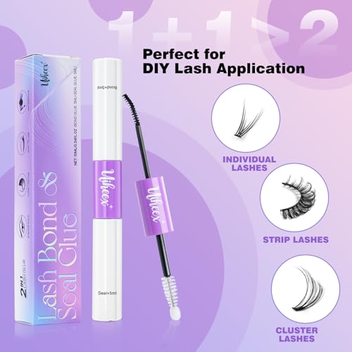 Uiheex Lash Cluster Glue - 2-in-1 Waterproof Bond and Seal for DIY Eyelash Extensions, 10ml