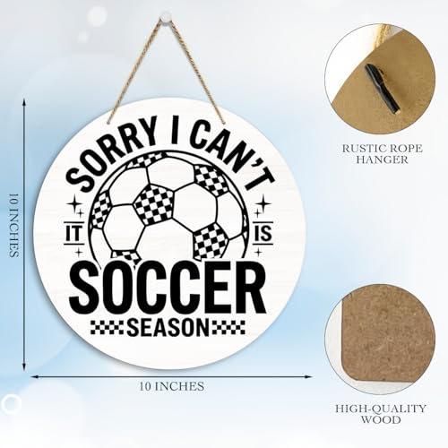 Soccer Wooden Door Decor Sign - 11.8 Inch Football Fan Wall Hanger