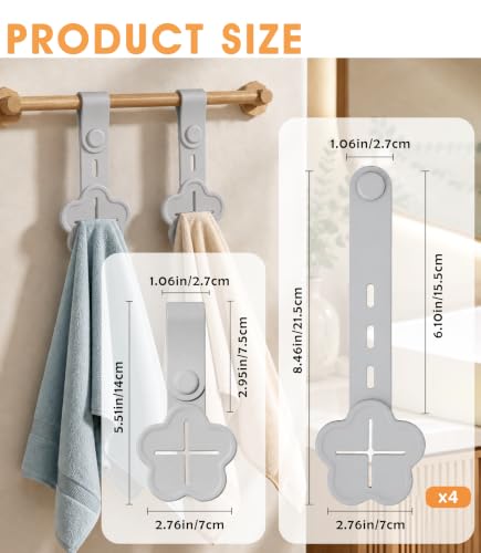 Gray Silicone Kitchen Towel Holder - 4 Pack Adjustable Design