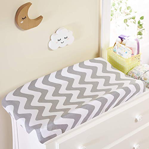 Everyday Kids 2-Pack Baby Changing Pad Covers - Gray Moon & Stars, 100% Cotton