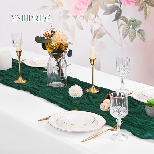 Emerald Green Cheesecloth Table Runner 16 Pack 20x120in Rustic Wedding Decor