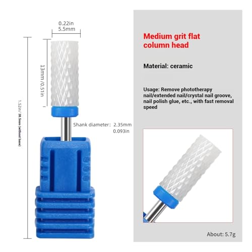 TIKMNO Ceramic Nail Drill Bits Set - 4 Pcs 3/32 Inch Professional Efile Bits