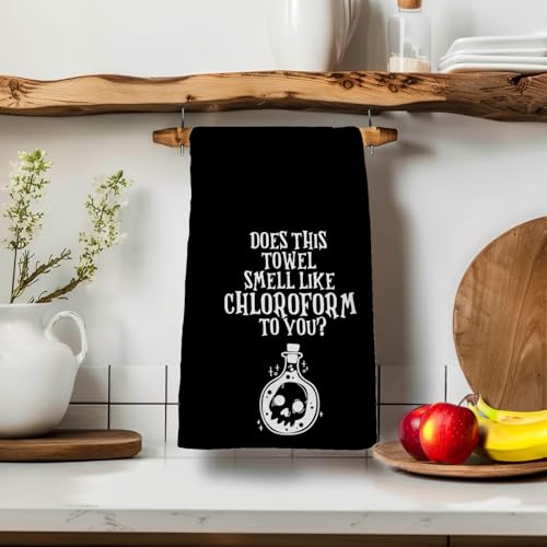 Funny Goth Witchy Hand Towel - Does This Towel Smell Like Chloroform 16x24