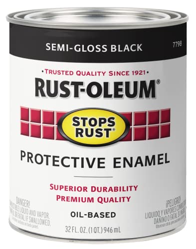 Rust-Oleum Stops Rust Semi-Gloss Black Paint Quart - Durable Protection