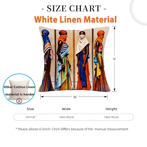 African Tribal Women Pillow Covers 18x18 Inches - Set of 2