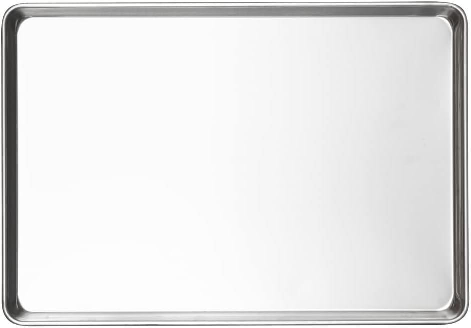 Restaurantware Met Lux Heavy-Duty 26 x 18 Inch Aluminum Baking Pan - Rimmed Edges, Dishwasher Safe, Endures Up to 392°F