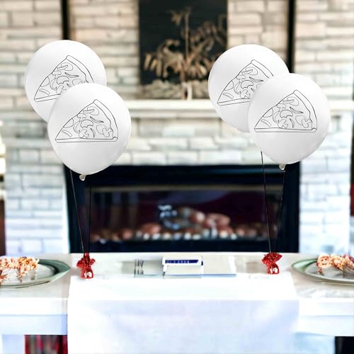 Pizza Birthday Balloons Latex 12-Pack - Italian Food Theme Party Supplies