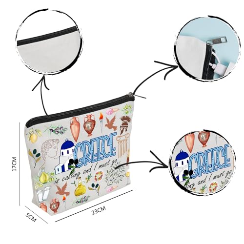 Greece Travel Canvas Makeup Pouch Bag Souvenir Organizer