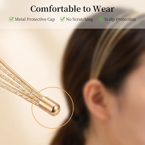 Tucnoeu 2-Piece Multi-Layer Metal Headbands for Women - Elegant Gold Hair Accessories