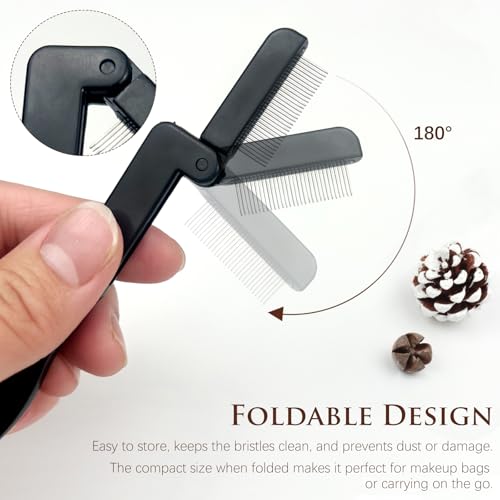 Zoolinn Portable Folding Eyelash Comb Set of 2 – Stainless Steel Compact Lash Separator for Mascara Clumps