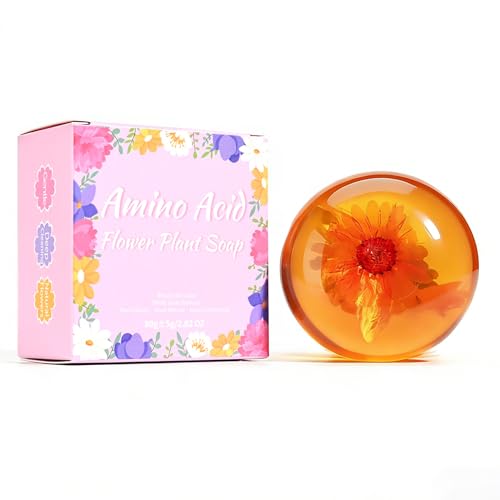 Amino Acid Flower Amber Bar Soap - Gentle Moisturizing Facial Cleanser