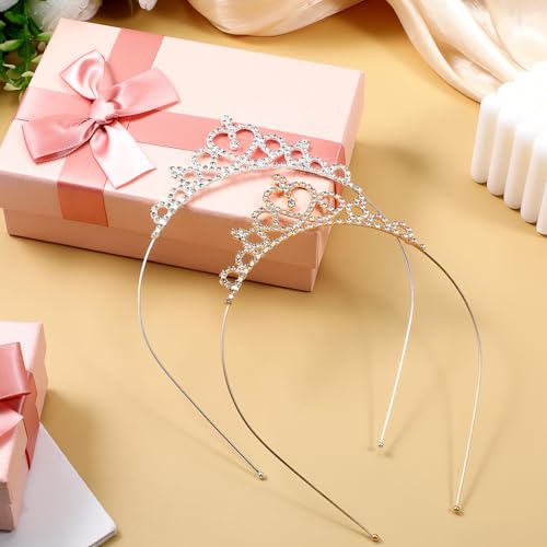 Rhinestone Tiara Headband 2-Piece Set - Gold and Silver Princess Crowns