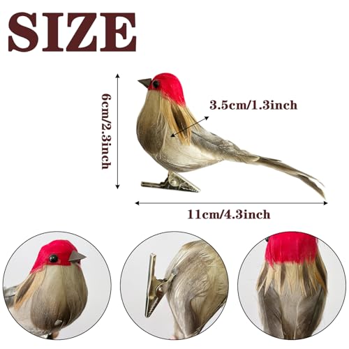Artificial Bird Set with Clip - Realistic Red Cardinal, Blue Bird & Goldfinch for Christmas Tree & Crafts - Colorful-3JMQ