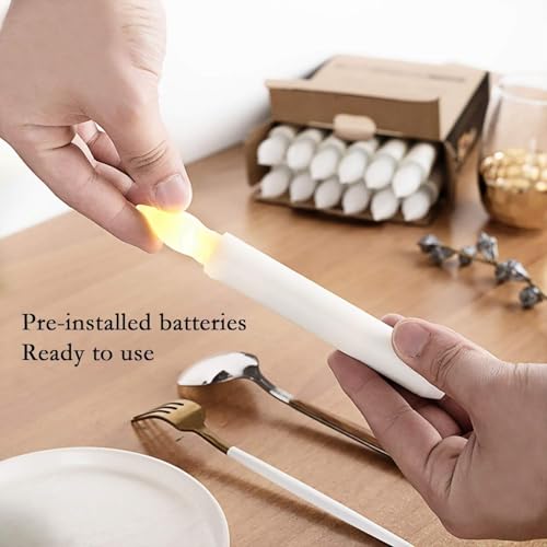 60PCS White Flameless LED Taper Candles Battery Operated Flickering Flame Safe Decor