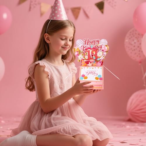 Gosknor 3D Pop Up Happy Birthday Card with Envelope and Note Card
