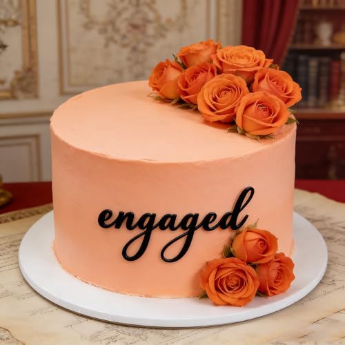 Black Acrylic Engaged Cake Topper for Engagement Party and Wedding