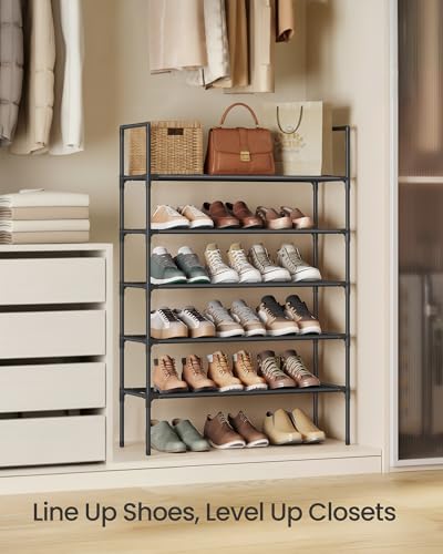 SONGMICS 5-Tier Shoe Rack, 25.5”W Narrow Shoe Storage for Closet & Entryway