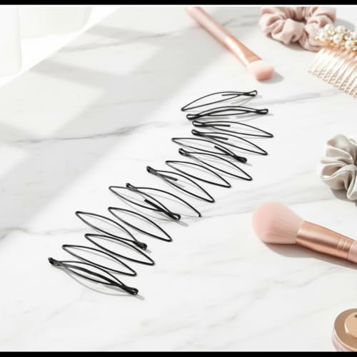 Black Mini Bobby Pins Set - 12 Pack Invisible Hair Styling Clips