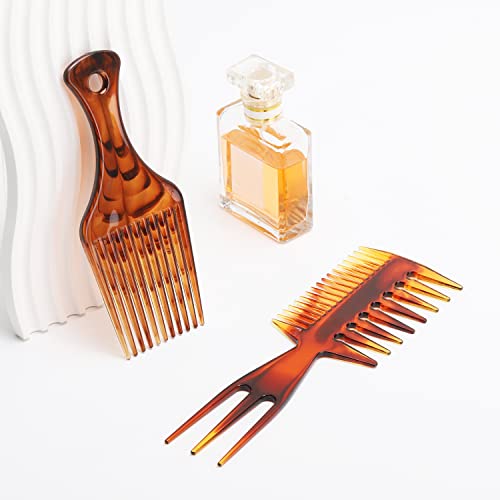 Tbestmax 2 Pcs Hair Comb and Afro Pick Styling Set for Hair Brushes
