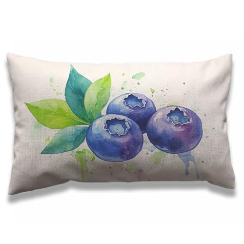 AOYEGO Blueberry Pillow Cover 12x20 Inch Rectangle Cotton Linen