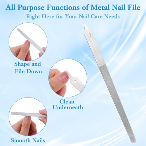 Kifmurase 4-Pack Diamond Metal Nail Files with Pointed Tip