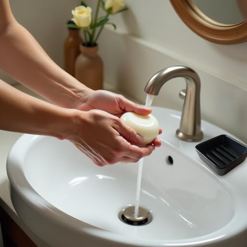 Vonpri Black Ceramic Square Soap Dish Holder for Bathroom & Shower