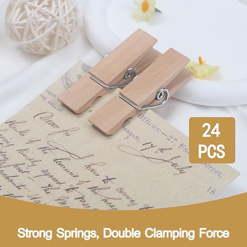 24-Piece Large Wooden Clothespins - 2.85-Inch Heavy Duty Clips for Crafts