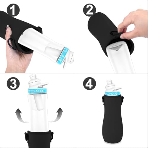 2 Pcs Sleeve Compatible with Cirkul Water Bottle 32oz,Water Bottle Sleeve for Cirkul Tumbler & Stainless Steel,Neoprene Insulated Bottles for Tumbler & Stainless Steel Bottles Accessories(Black)