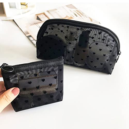 VEDO SHIPIN Zipper Mesh Makeup Bag - Portable Small Travel Cosmetic Pouch
