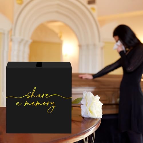 QISOLIY Black & Gold Celebration of Life Memory Card Box for Memorials