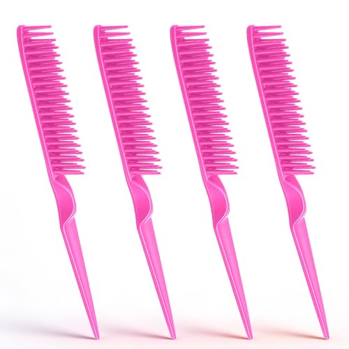 Tweruna 4 Pack Pink 3-Row Hair Comb for Natural Hair Detangling & Braids