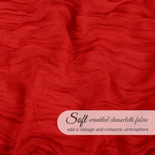 Red Table Runner 20x120 Inch Cheesecloth Set of 24 - Elegant Wedding & Party Decor
