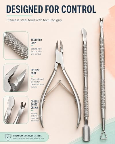 Plamyi Cuticle Trimmer and Pusher Set - Stainless Steel Manicure Pedicure Tools