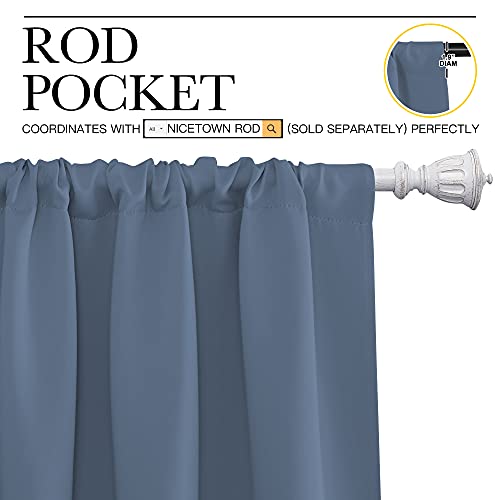 NICETOWN Blackout Curtains - 52" x 84" Thermal Insulated Drapes, Stone Blue