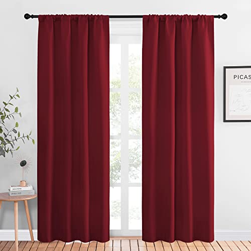 NICETOWN Burgundy Red Blackout Curtains - 42" x 84" Drapes (Set of 2)