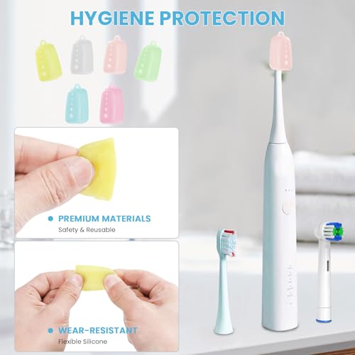 Lapfoon Silicone Toothbrush Covers 6 Pack - Portable Travel Cap for Electric and Manual Toothbrush Heads