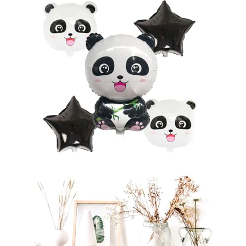 5 Pack Black Star Panda Foil Balloons for Kids' Parties