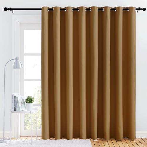 NICETOWN Blackout Room Divider Curtain, 120"W x 84"L, Gold Brown Partition