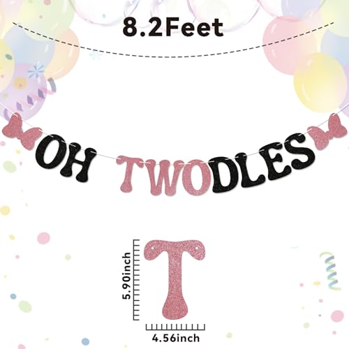 Oh Twodles 2nd Birthday Banner - Glittery Party Decor for Girls