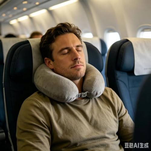 Gray Memory Foam Travel Pillow - Ergonomic Neck Support for Airplanes & Cars