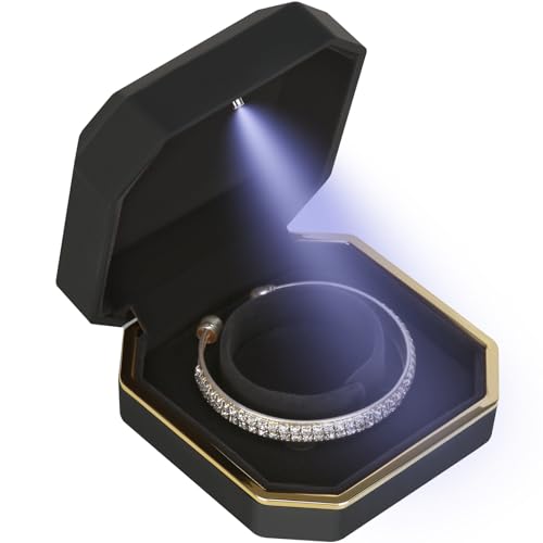 Luxury Black LED Jewelry Bracelet Gift Box with Velvet Lining
