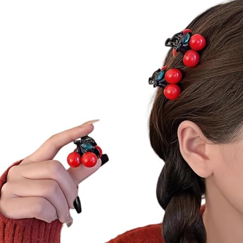 ZeroNever Red Double Cherry Hair Clips 2-Pack Small Hair Accessories