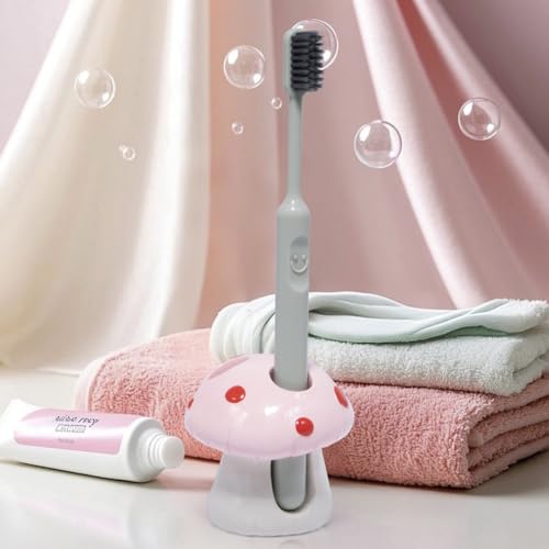 Hodao Pink Mushroom Toothbrush Holder - 3-Hole Organizer for Kids