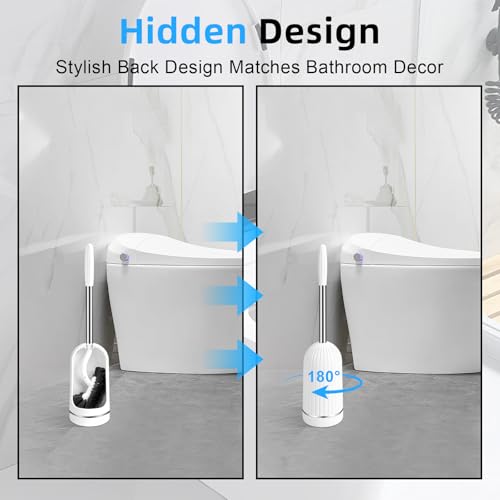 AONEZ Toilet Brush and Holder Set, Under-Rim Cleaning with Vented Base