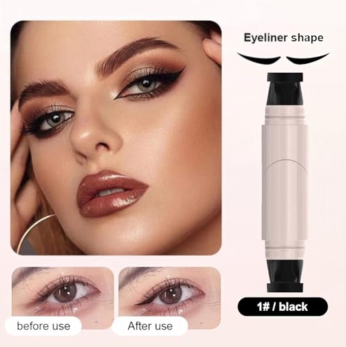 KERYALELA Waterproof Winged Eyeliner Stamp Pen - Dual-Sided Black Eye Liner