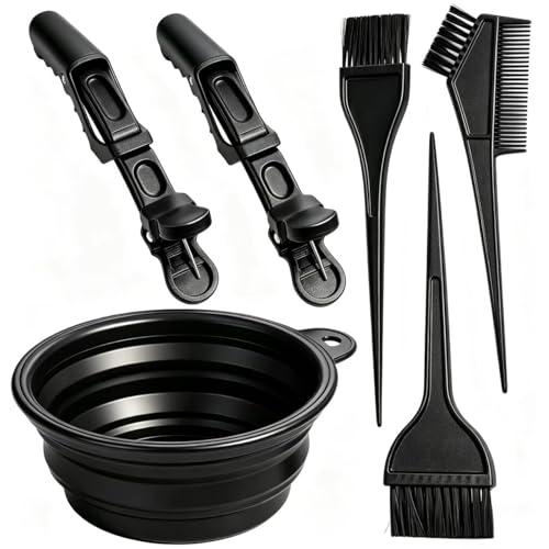 Borogo 6-Piece Professional Hair Coloring Dye Kit with Bowl, Brushes & Clips