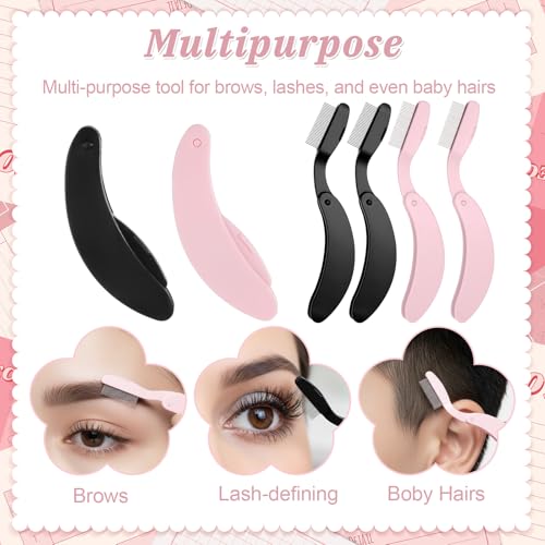 Tweruna 4-Pack Folding Eyelash Separator Tool with Stainless Steel Teeth