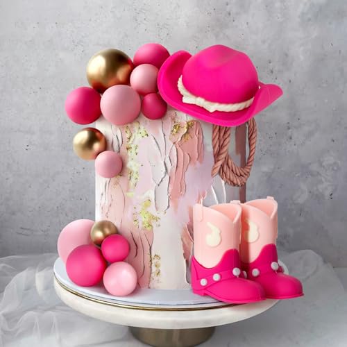 Pink Cowgirl Cake Topper Set - 16PCS Western Hat & Boot Decor